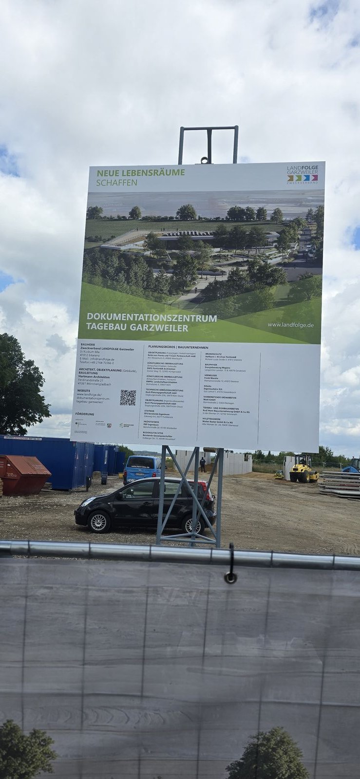Bauschild 2,5×3 m für ein Dokumentationszentrum am Tagebau Garzweiler in Erkelenz (Holzweiler)