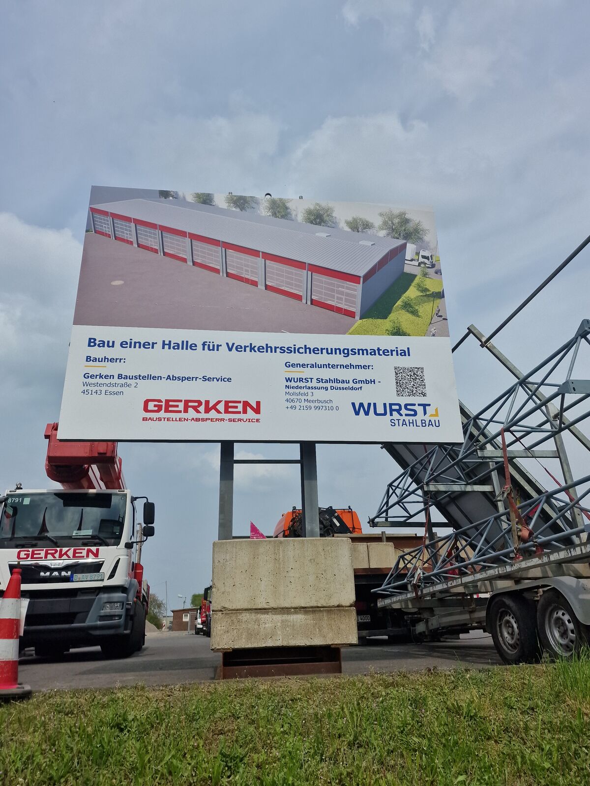 Bauschild 4×3 m für Neubau einer Lagerhalle in Essen
