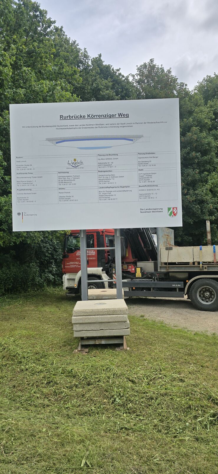 Bauschild 4×3 m für den Ersatzneubau einer Brücke in Linnich