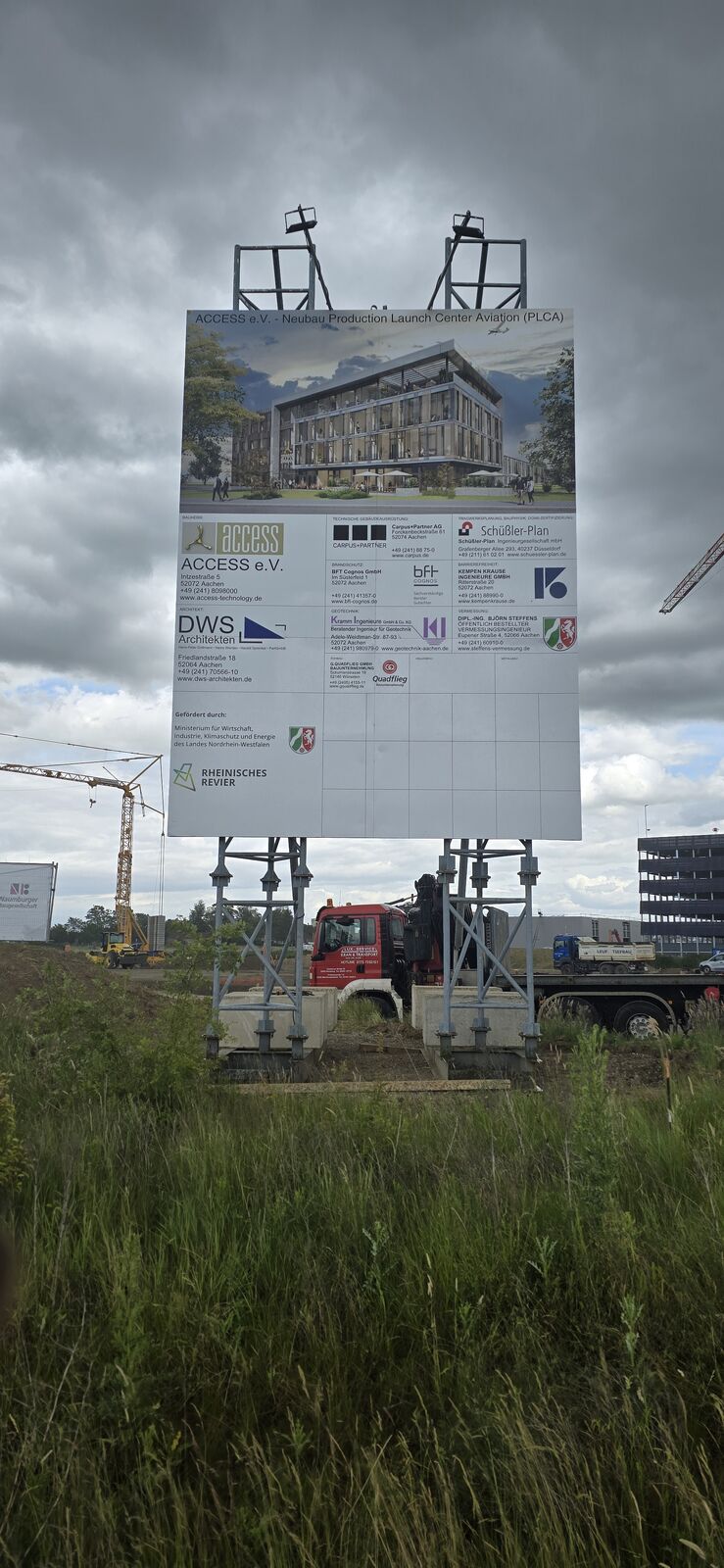 Bauschild 4×5,5 m für den Neubau eines Technologiezentrums in Würselen