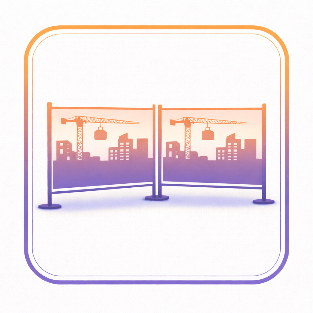 Bauzaun mit Werbung – Stahlkonstruktion mit Aluverbundplatten und Digitaldruck